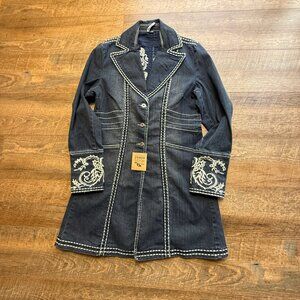 Vintage Beautifully Embellished Duster Western Women's Sz Medium Zenim Denim